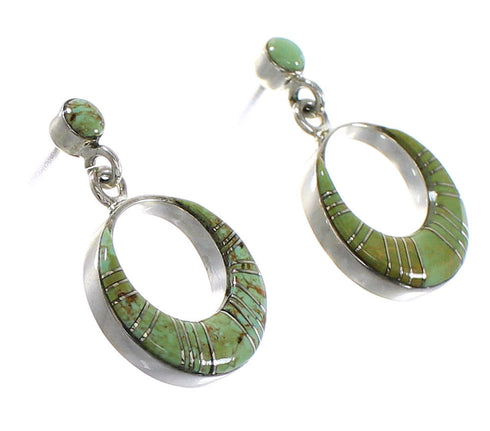 Sterling Silver Turquoise Inlay Southwest Post Dangle Earrings AX95598